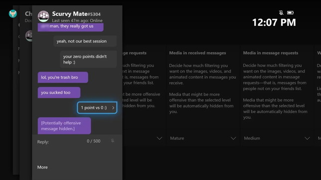 Xbox One - Filtri messaggistica online