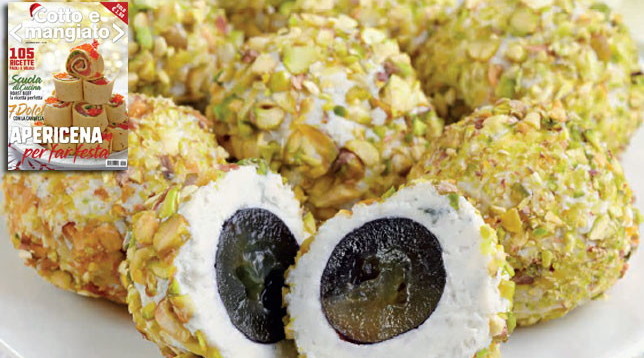Palline di crema di formaggio e pistacchi con sorpresa di uva