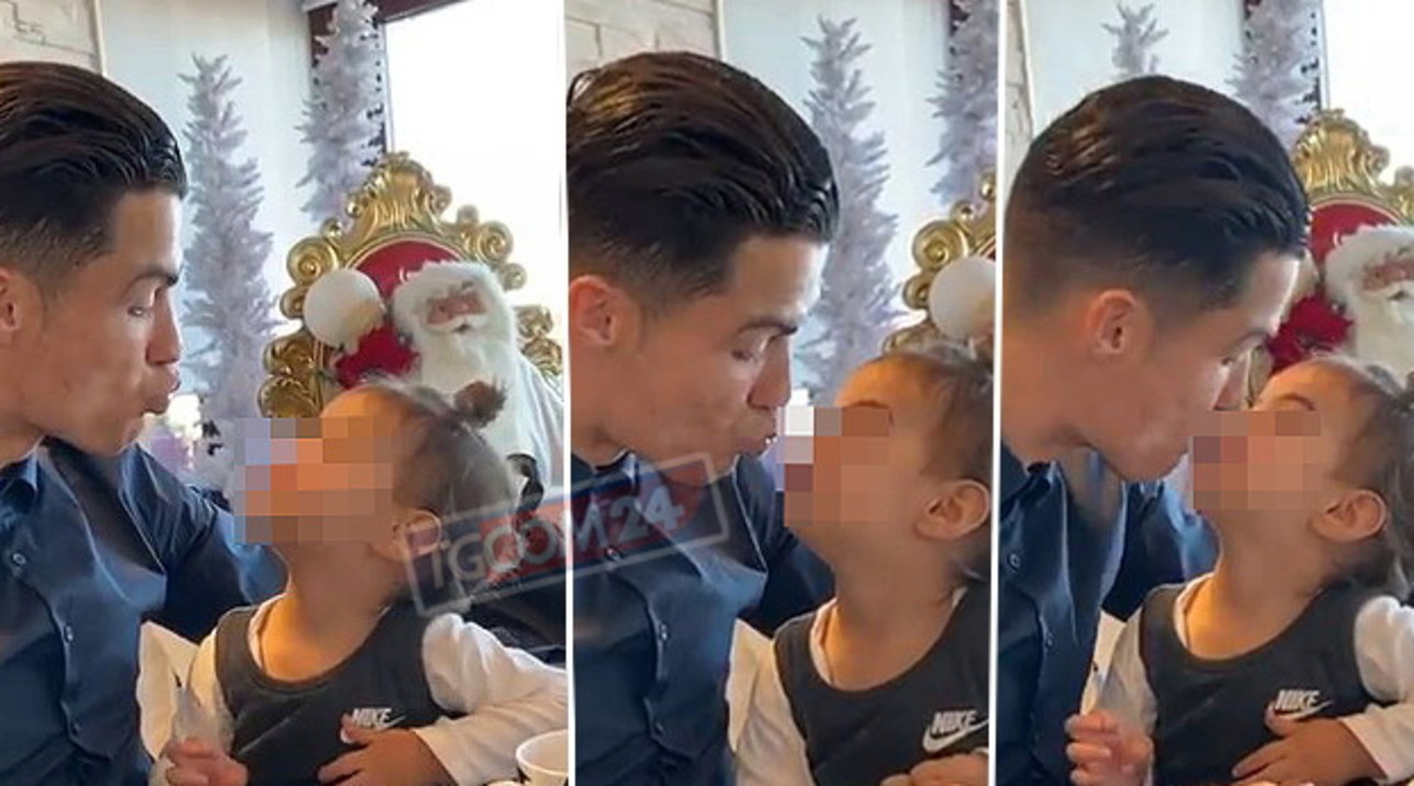 Cristiano Ronaldo papà al bacio, dolce siparietto con la figlia