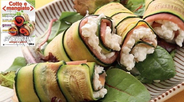 Rotolini di zucchine, prosciutto e fiocchi di latte