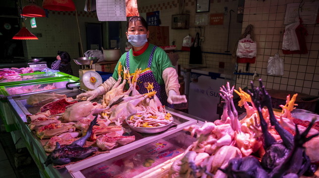 mercato, wuhan, negozio, macelleria