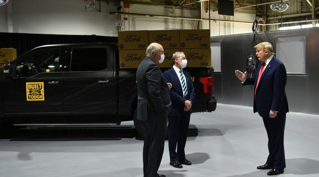 donald trump, ford, mascherina, coronavirus