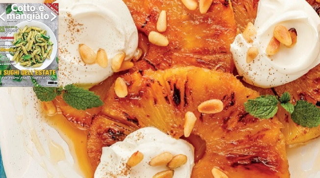 Ananas grigliato con ricotta e pinoli