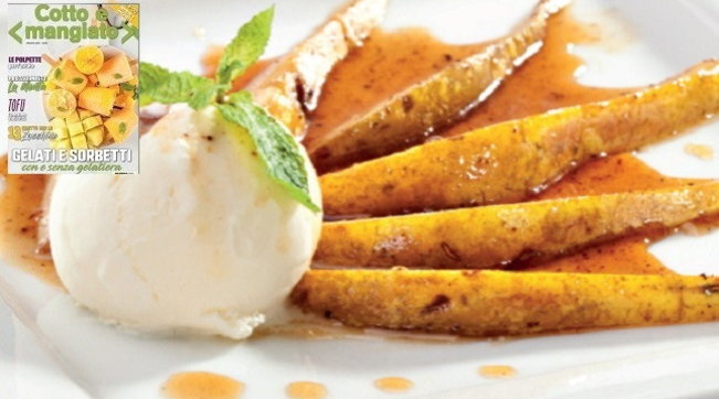 Semifreddo al caprino con pere caramellate