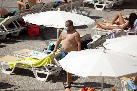 spagna, canarie, mascherine, spiaggia, turisti