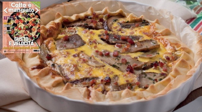 Crostata di funghi porcini con speck e Casera