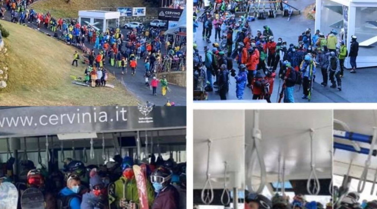 Cervinia, folla e polemiche per apertura stagione ai tempi del Covid-19