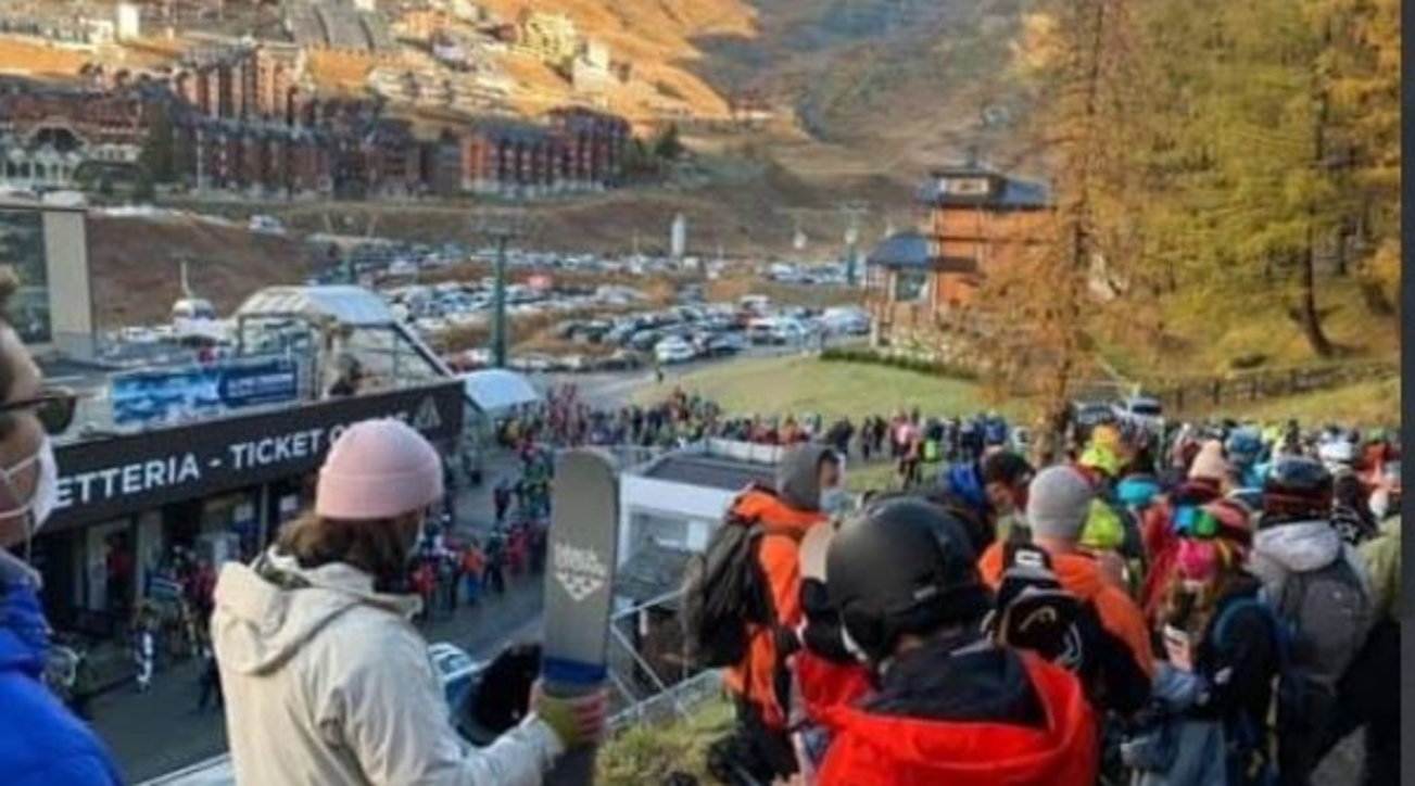 Cervinia, folla e polemiche per apertura stagione ai tempi del Covid-19