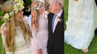 Carrie Symonds sposa Johnson scalza e con l'abito noleggiato a 45 sterline 
