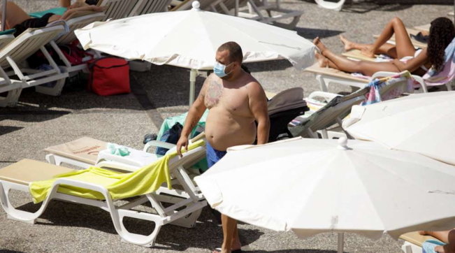 spagna, canarie, mascherine, spiaggia, turisti