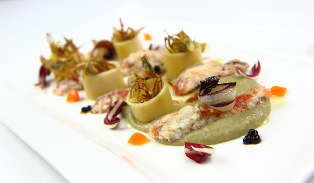 Calamarata ai carciofi e cicale di mare