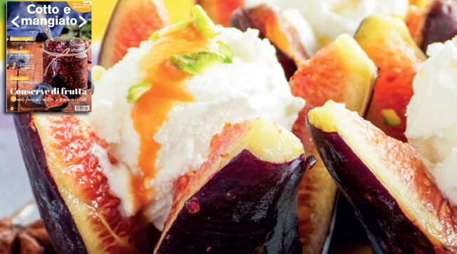 Fichi con gelato e topping al rum