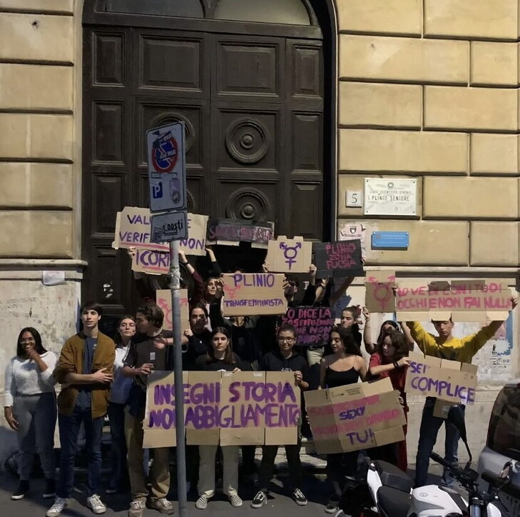 La protesta degli studenti del Liceo Plinio Seniore di Roma
