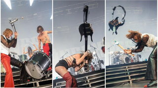 Las Vegas, i Maneskin rompono gli strumenti sul palco: è polemica | Il video