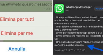 WhatsApp, "elimina per me" ed "elimina per tutti": novità sui messaggi "sbagliati"...