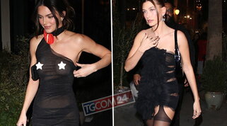 Kendall Jenner e Hailey Bieber amiche sexy: una mostra il seno, l'altra le cosce