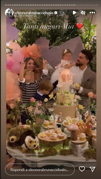 Mariano Di Vaio in festa per il primo compleanno di Mia Annabelle