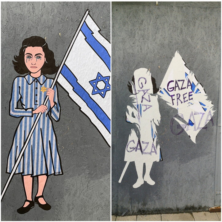 Fotogallery - Milano, vandalizzato il murale di Anna Frank con la bimba palestinese a 24 ore dalla realizzazione - foto 1