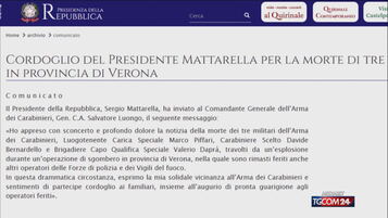 Esplosione in un casolare, Mattarella: "Un partecipe cordoglio ai familiari delle vittime"