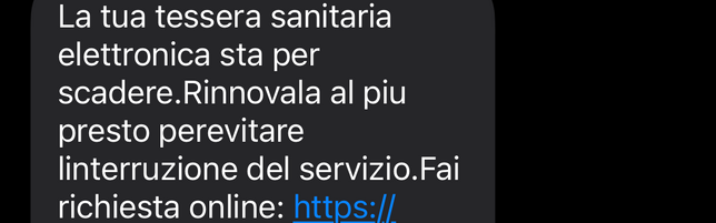 Allerta truffa via SMS per il rinnovo della tessera sanitaria