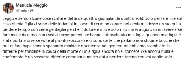 Anteprima: Bimba morta per una sospetta difterite, lo sfogo della mamma: "Medici hanno sottovalutato"