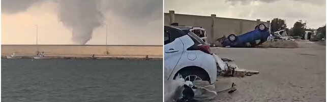 Copertina: Doppia tromba marina nel Trapanese: distrutta una scuola a Marsala, un'auto finisce in un burrone |…